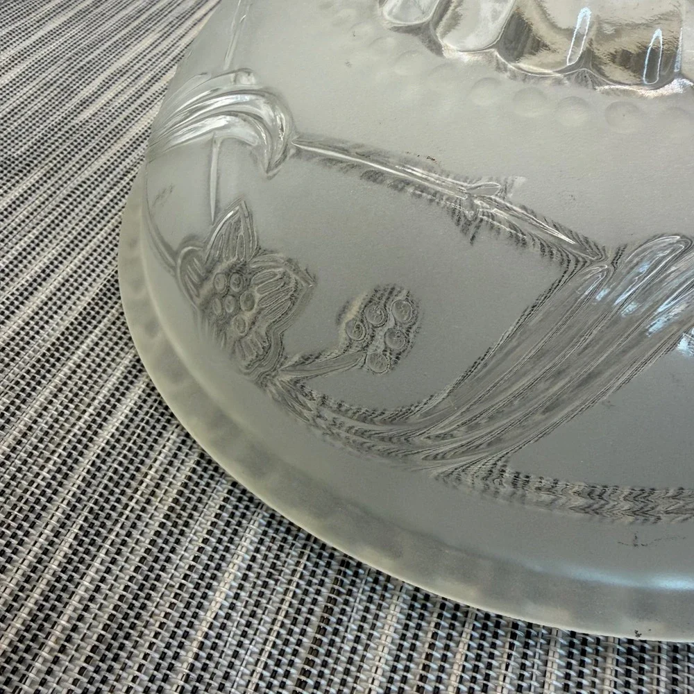Vintage Frosted Glass Ceiling Light Shade Floral Embossed Art Deco Replacement